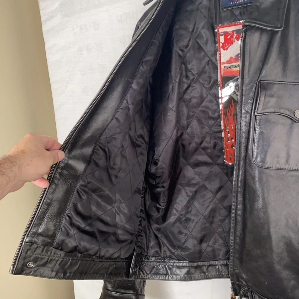 Phat Farm Women Black Leather Motorcycle Size XL Discount 4 Damage Zipper $500+‎